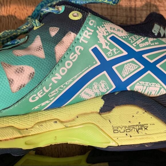 Asics Gel-Noosa Tri 9 Triathlon Running Shoes Electric Blue Mint SZ 7 - Picture 5 of 11